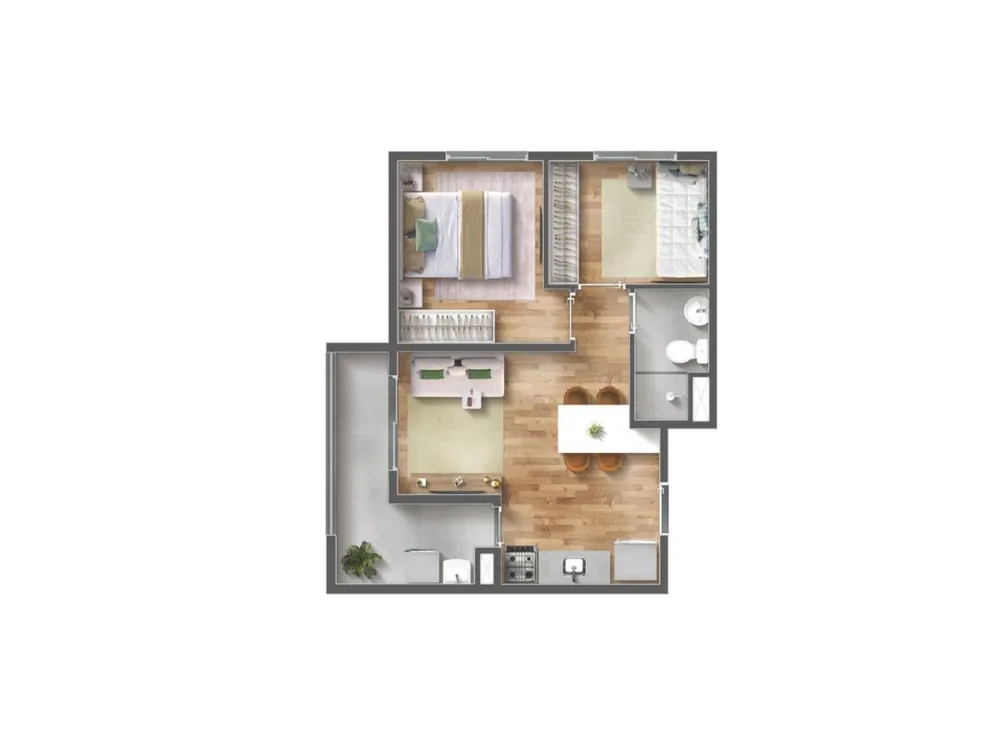 Planta 2 dorm - 38m2