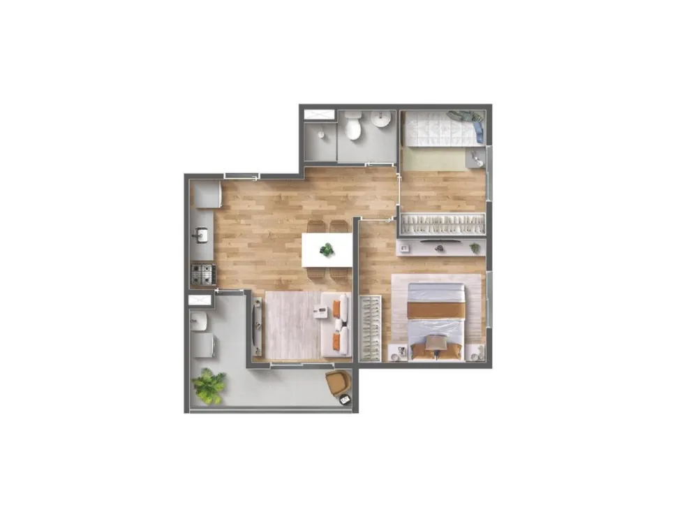 Planta 2 dorm - 42m2