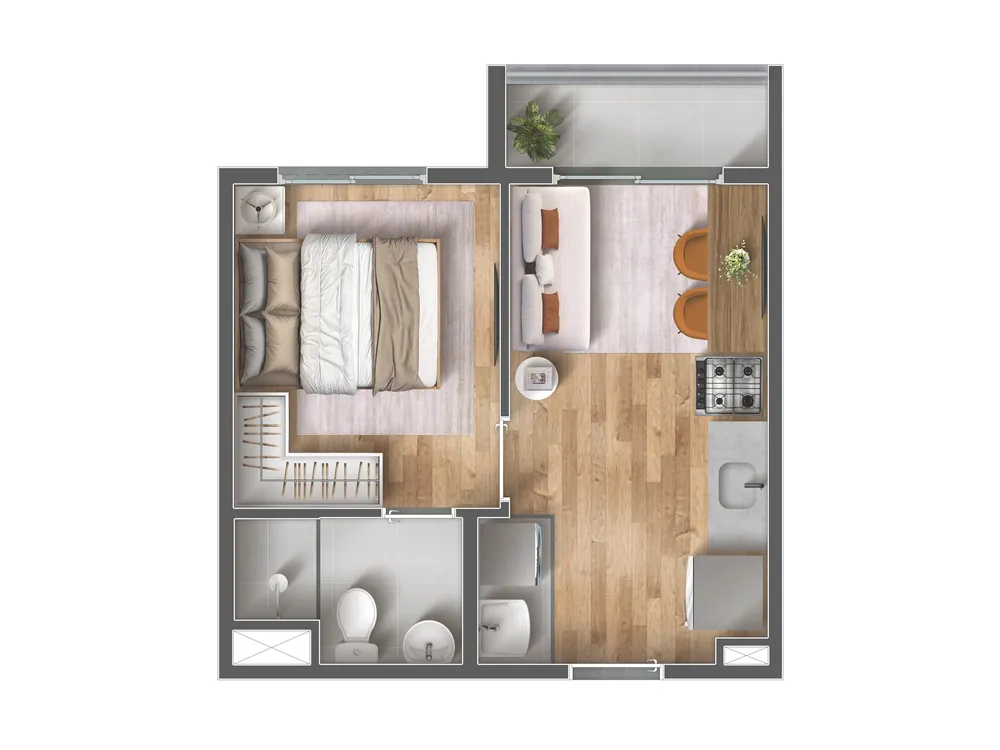 Planta 2 dorm - 37m2