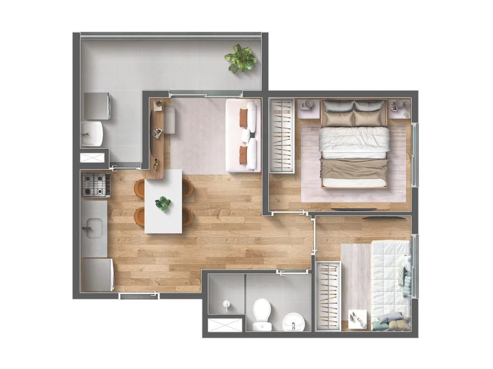 Planta 2 dorm - 40m2
