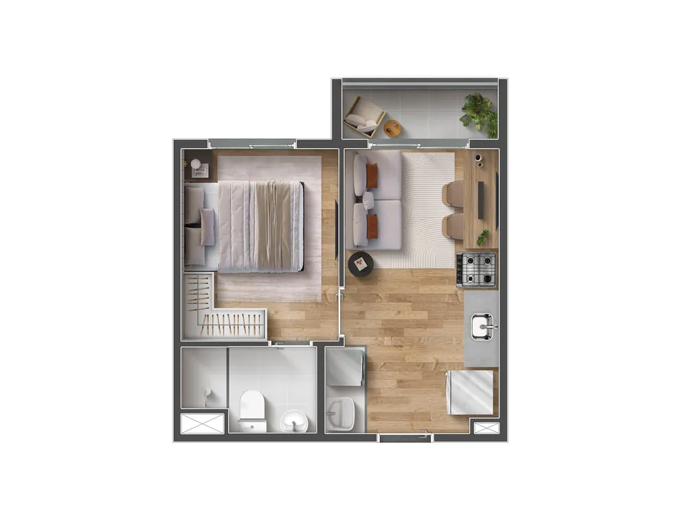 Planta 1 dorm - 27m2