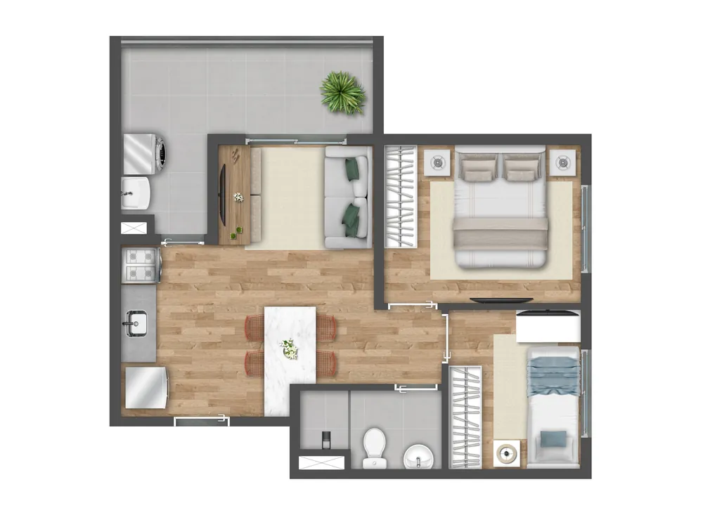 Planta 2 dorm - 42m2
