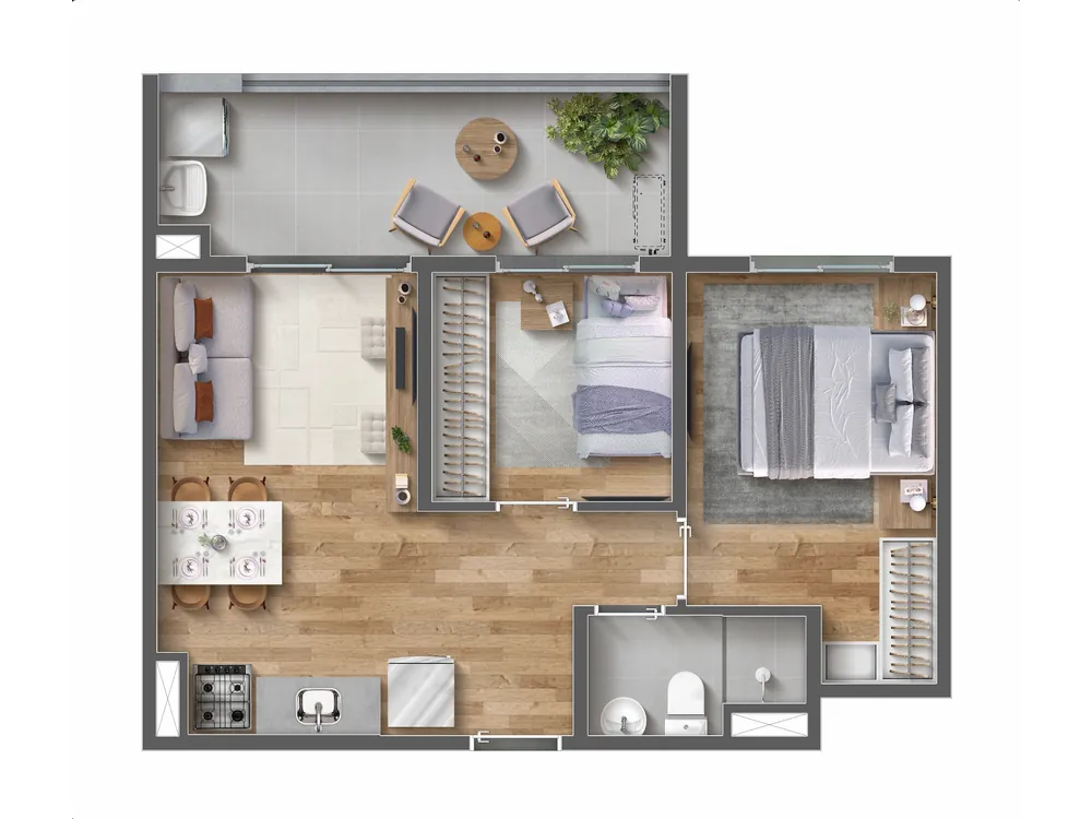 Planta 2 dorm - 44m2