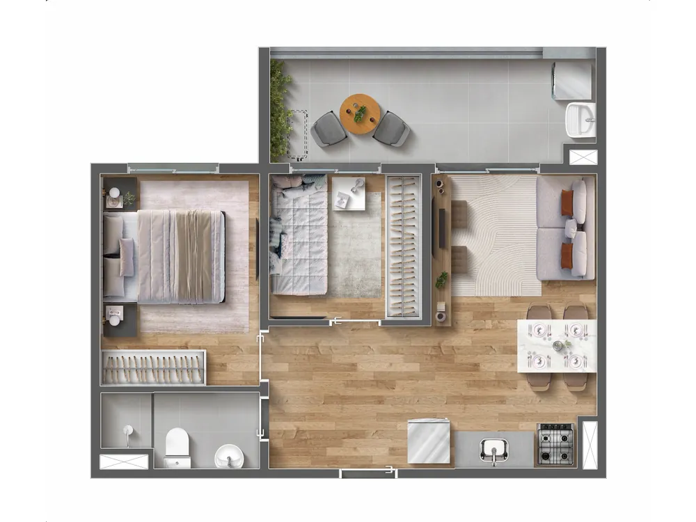 Planta 2 dorm - 45m2